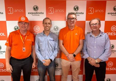 ARTICULAÇÃO: Conversa entre Soares, Colle, Magri e Schrader foi o ponto alto da participação do Sindag na feira no noroeste gaúcho