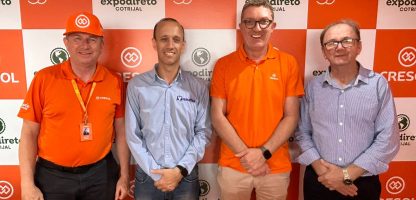 ARTICULAÇÃO: Conversa entre Soares, Colle, Magri e Schrader foi o ponto alto da participação do Sindag na feira no noroeste gaúcho