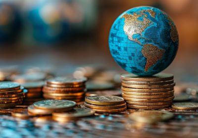 globe-on-top-of-coin-pile-free-photo